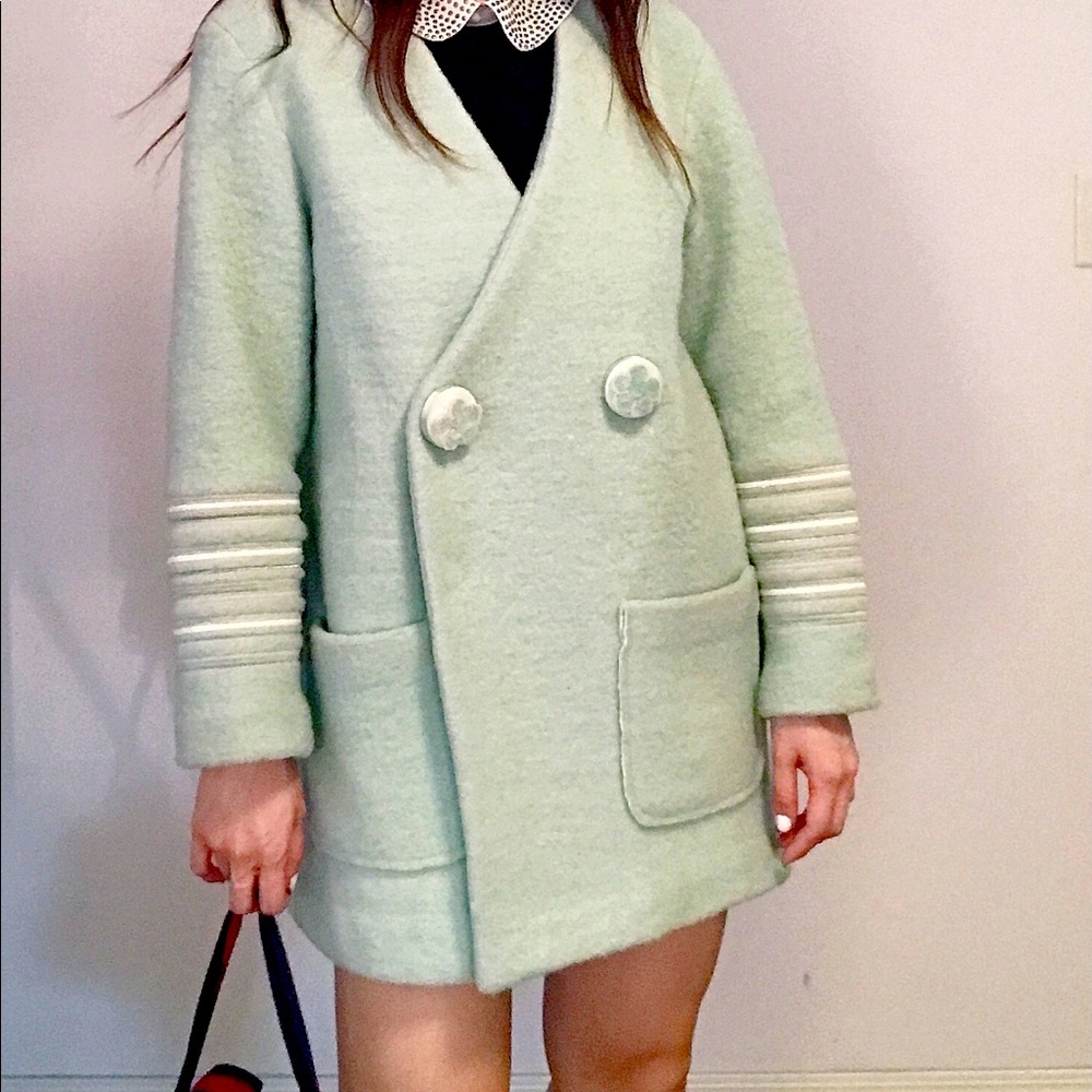 Dazzle ice cream green wool coat